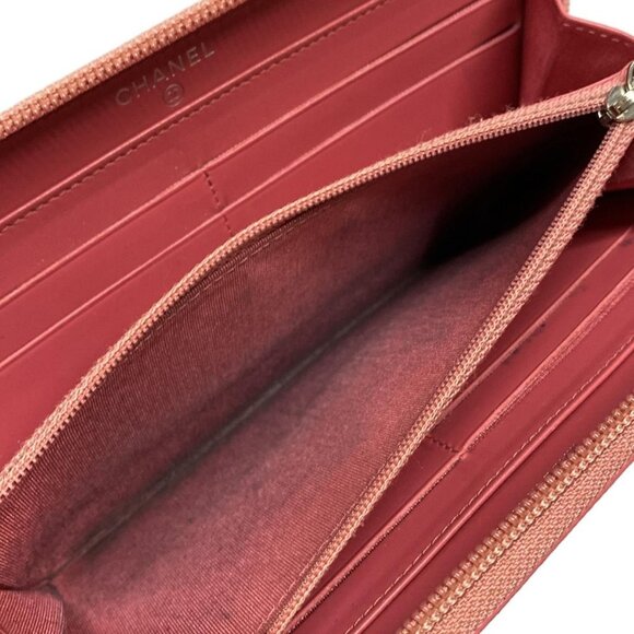 Auth CHANEL - Pink Calfskin Long Wallet - Picture 11 of 14